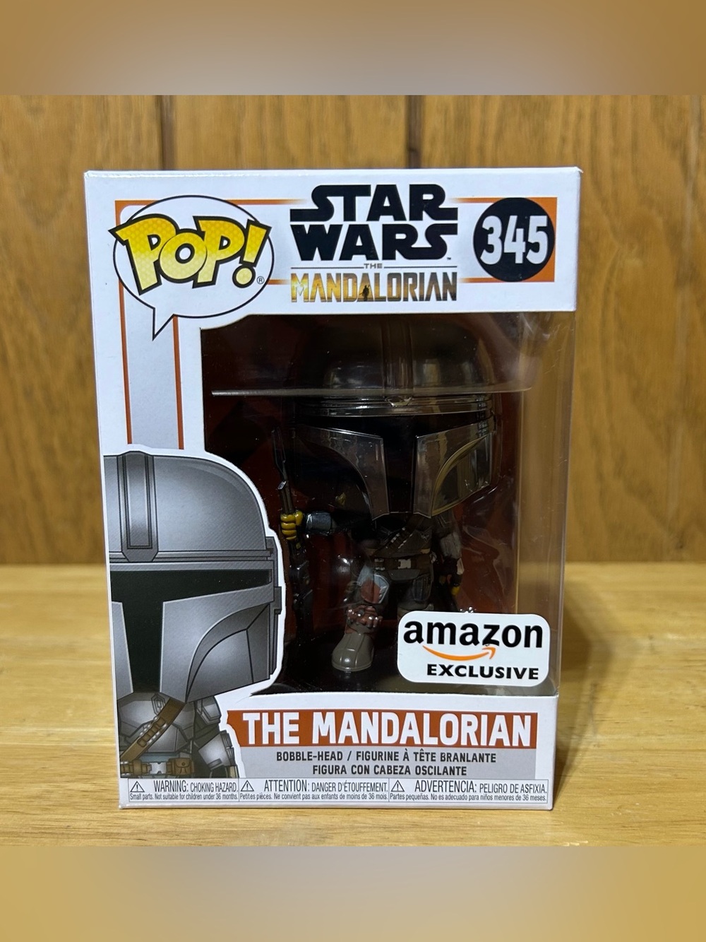 The Mandalorian Chrome Amazon Exclusive Star Wars Funko Pop! Bobblehead #345 NEW